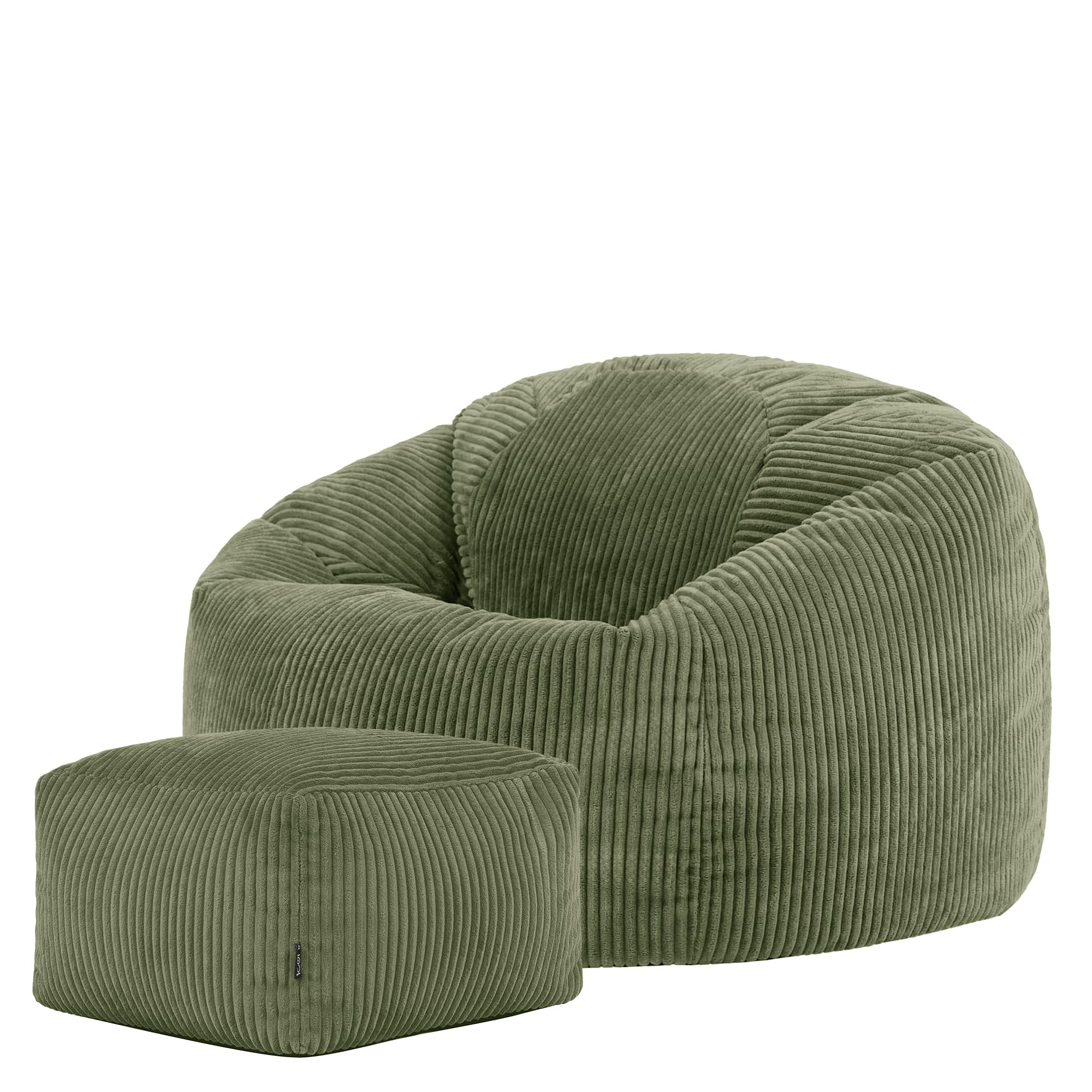 icon Kingston Cord XL Bean Bag & Footstool with Filling Included, Green