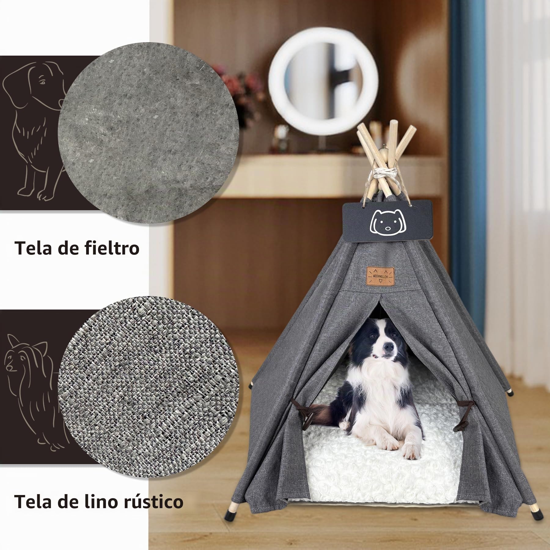 Tienda de campaña para mascotas con cojín grueso para gatos/perros, cama extraíble y lavable, casa de juegos para cachorros, tiendas de campaña para gatos, 60 x 60 x 70 cm