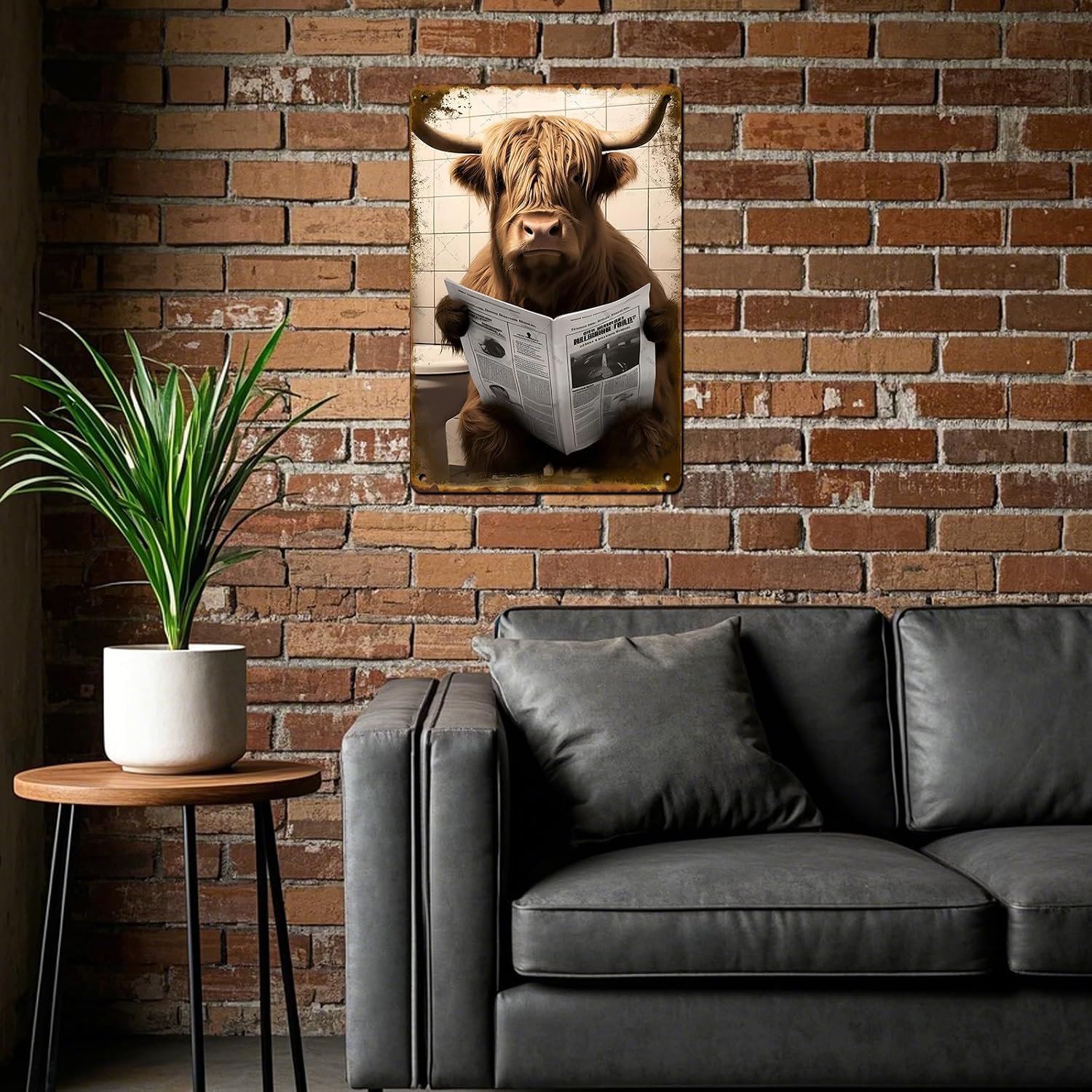 Highland Cow Decor Funny Bathroom Wall Art For Kitchen Bedroom Farm Office Toilet Signs Highland Cow Decor 8 x12 Inch image 5