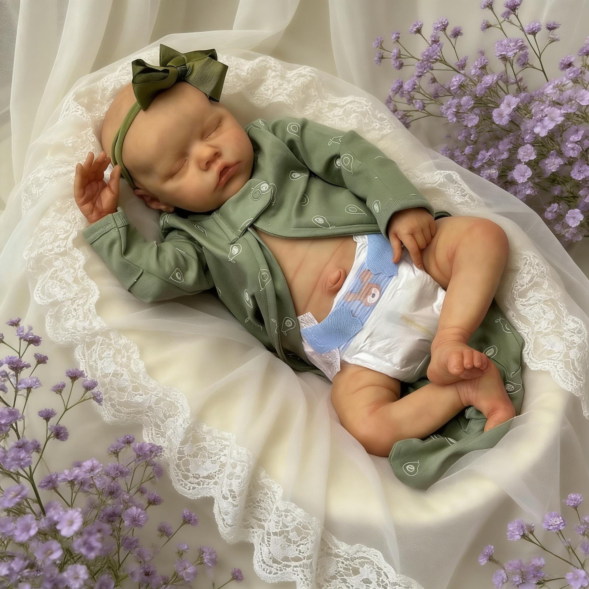 RXDOLL 45 cm realistyczne śpiące lalki Reborn Baby Dolls silikonowe na całe ciało winylowe chłopiec, realistyczna lalka niemowlęca, otwarte usta, ręcznie robione prawdziwe życie, noworodki