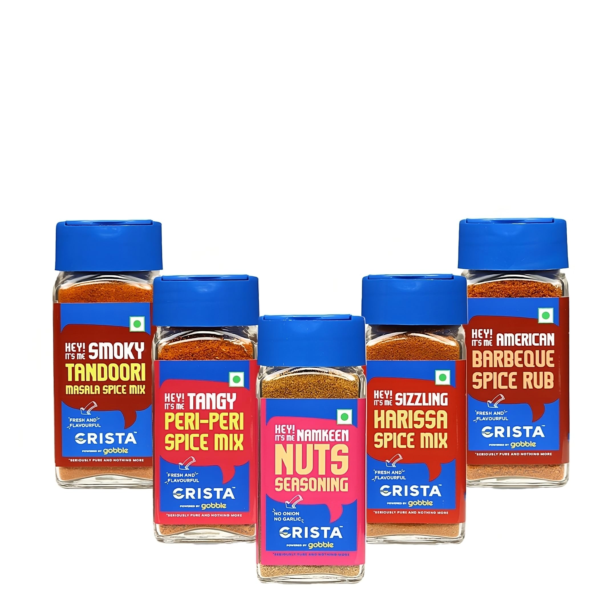 Grill Rubs & Seasonings Combo | Barbeque Spice Rub x 1, 50 gms | Tandoori Masala Spice Mix x 1, 45 gms | Harissa Mix x 1, 45 gms | Nuts Seasoning x 1, 50 gms | Peri-Peri x 1, 45 gms | Set of 5