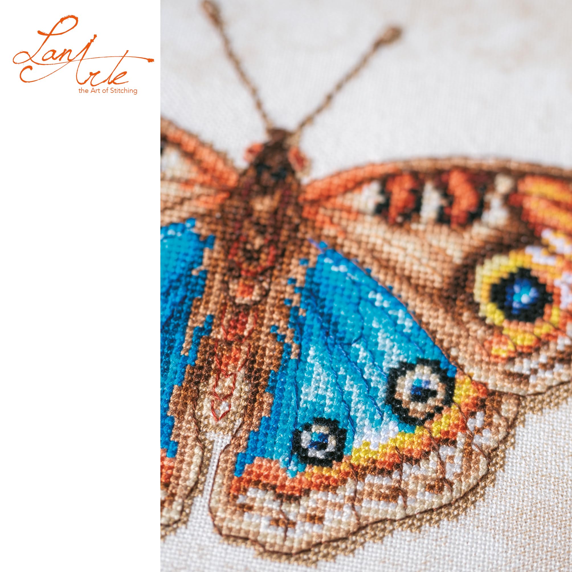 LANARTE Haft Krzyżykowy Liczony Zestaw Obraz do Haftu JUNONIA COENIA Zrób to Sam Zestaw Kreatywny dla Dorosłych Rękodzieło Artystyczne 21 x 21 cm Dekoracja Ścienna DIY Cross Stitch Kit
