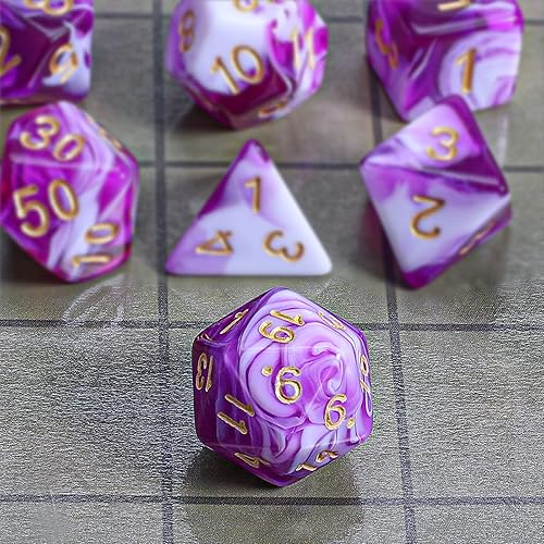 Vista 88 de CiaraQ DND - Juego de dados poliédricos con una bolsa de dados negra para juegos de mesa de rol D&D RPG MTG Rojo mezclado con naranja + purpurina