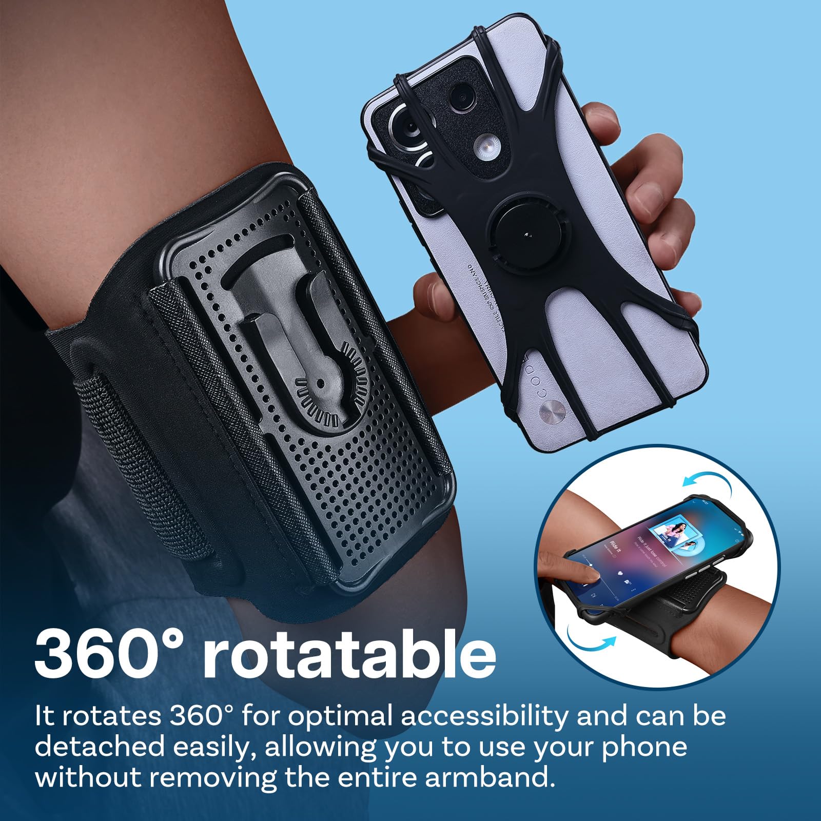 MMOBIEL Sportarmband Handy 360° Drehbares Handy Armband Joggen – Handyhalterung für iPhone 17 16 15 14 13 Pro Max, Samsung Galaxy S26 S25 S24 S23 Serie – Passend für alle 4.5 – 7.5 Zoll Smartphones
