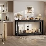 Cyclysio Table de console en bois, Table de canapé avec entreposage, Table d'entrée avec étagères, 47” Table de console étroite avec stockage ouvert pour entrée, noir