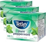Tetley Pure Peppermint Herbal Tea - 40 Tea Bags, 64 grams, Naturally Caffeine Free Tea, Decaf Tea
