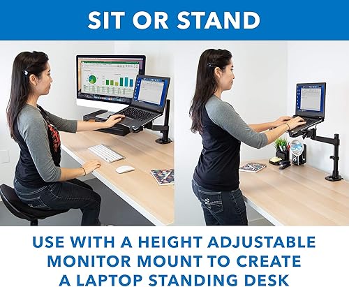 Miniatura 4 de Mount-It! Bandeja de montaje VESA para portátiles para brazos de monitor, bandeja VESA para portátiles de hasta 17 pulgadas, soporte ajustable con