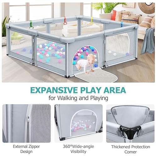 Miniatura 4 de Corralito para bebés corralito plegable para bebés y niños pequeños, corralito de juegos portátil, área de seguridad para niños, patio de juegos de