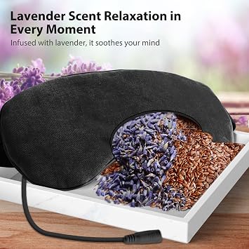 Ezona Heated Eye Mask, Warm Eye Compress Mask, USB Electric Eye Heating Pad with Temperature & Timer Control, Dry Eye Mask for Dry Eyes Blepharitis Sinus Migraine Stye MGD Puffiness Black