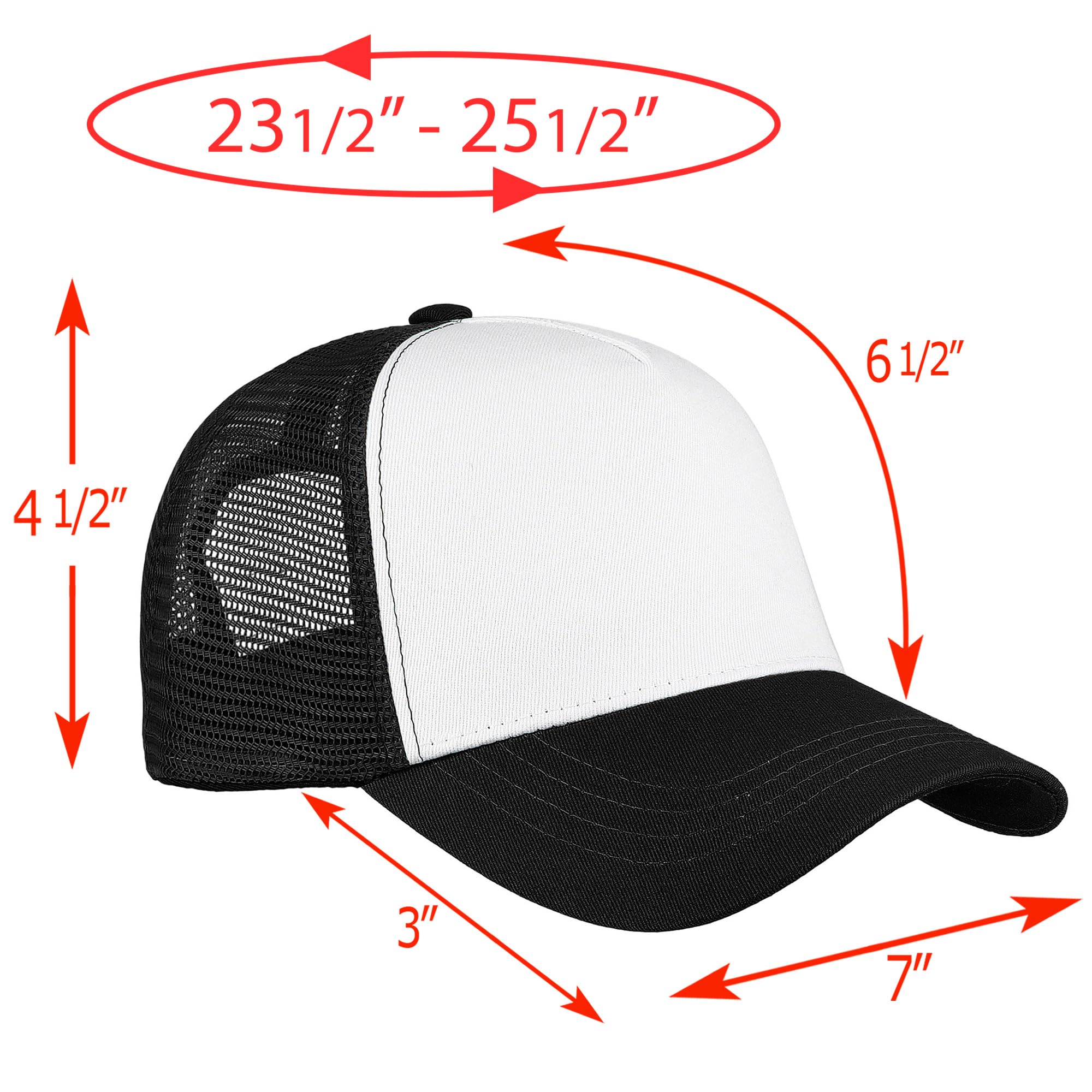 Falari Cappellino da baseball in rete a 5 pannelli, cappello da camionista, design strutturato, in cotone, taglia regolabile