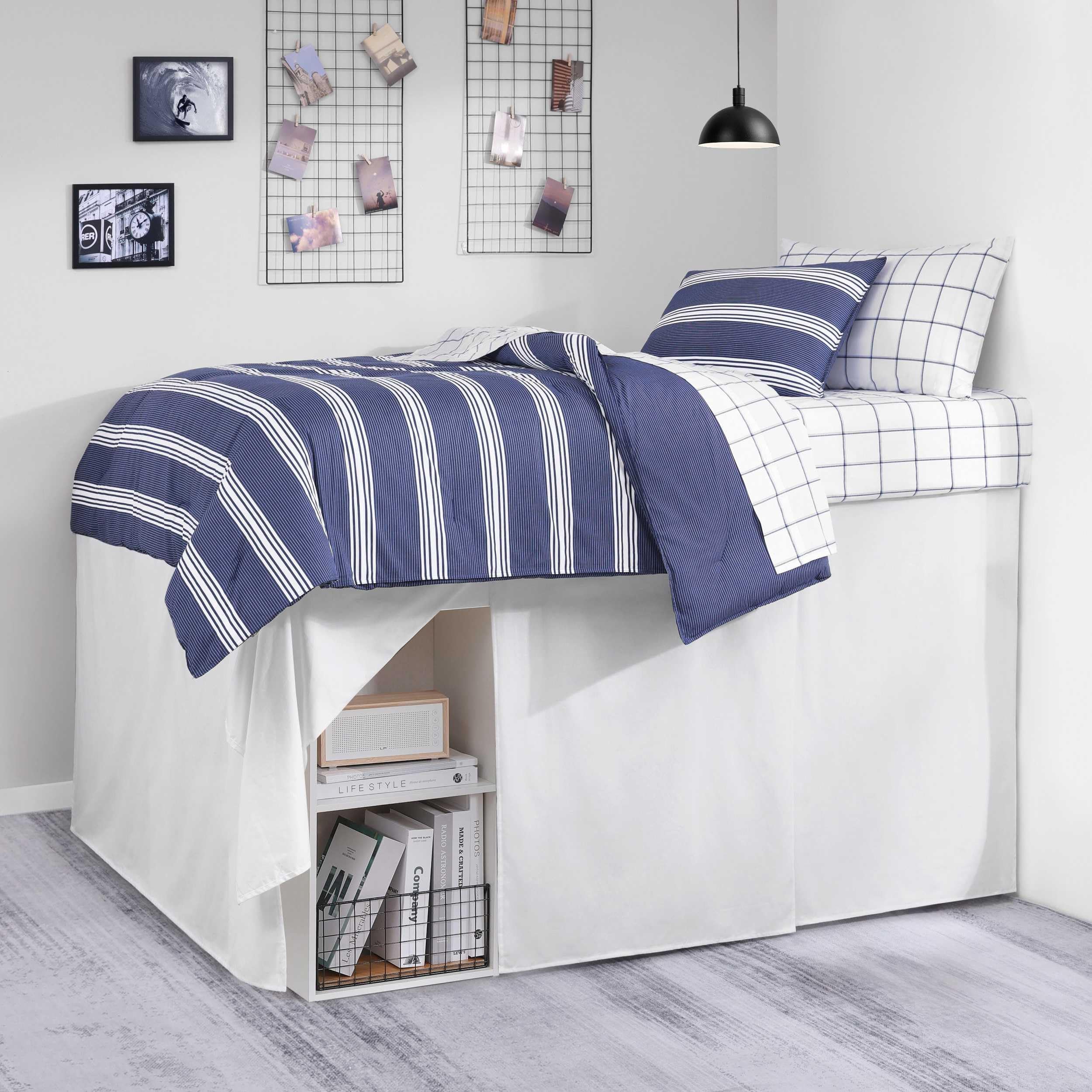 Nautica | Dorm Collection | 100% Cotton Extra Long 42-Inch Drop Bedskirt Dust Ruffle, Perfect for College Loft Beds, Easy Care Machine Washable, Twin XL, White-image-1