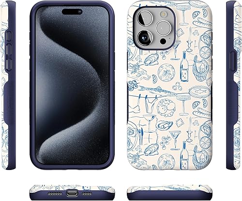 Vista 345 de Casely Funda para iPhone 15 Pro Max Jardín Secreto Flores mixtas Funda atrevida Compatible con MagSafe y botón de acción Secret Garden