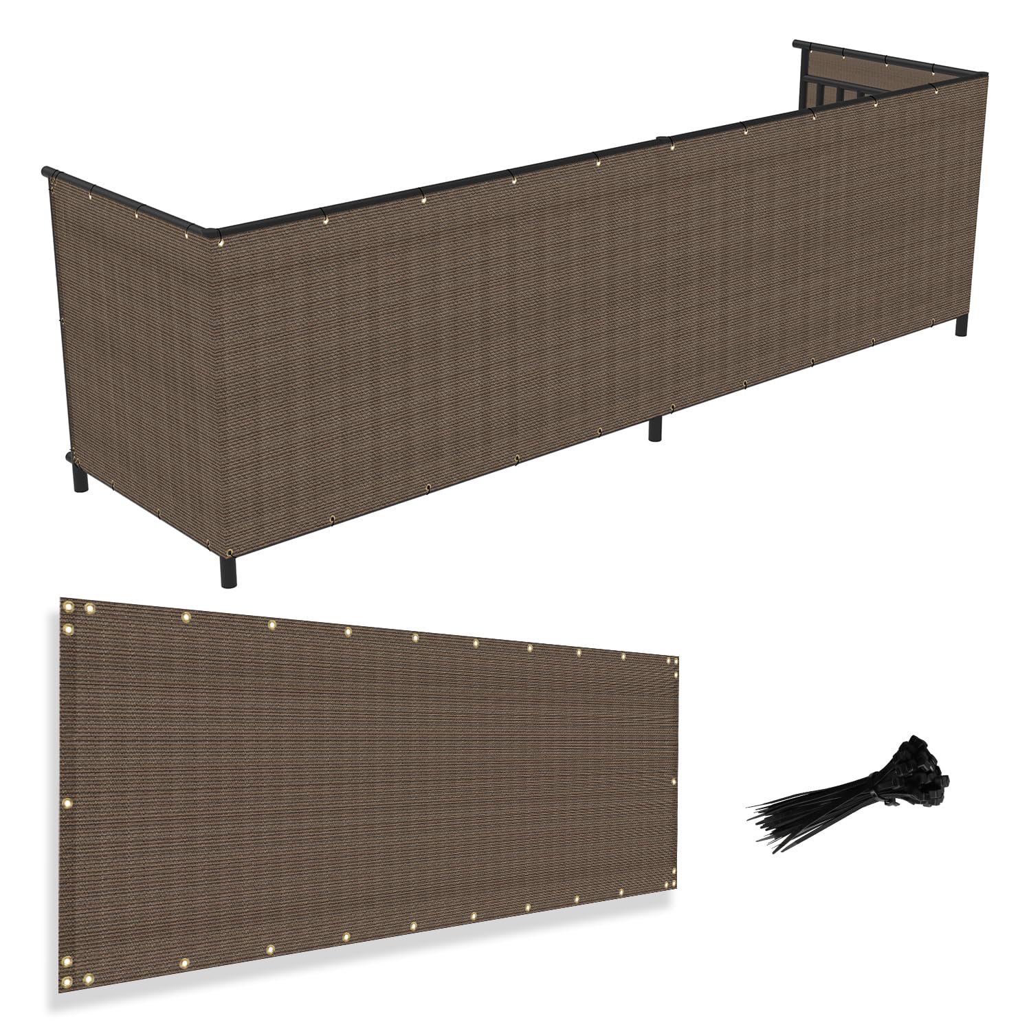 AwnPro 2.5' x 35' Residential Commercial Privacy Deck Fence Privacy Screen 200 GSM Weather Resistant Outdoor Protection Fencing Net for Balcony