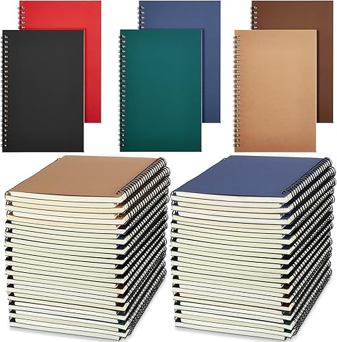 Paquete de 36 cuadernos rayados en espiral A5, cuaderno de bocetos, cuadernos de tapa dura para suministros escolares de oficina, 100 páginas/50