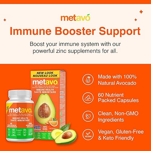 Miniatura 3 de Metavo Salud inmunológica: suplemento natural de apoyo inmunológico, suplementos esenciales de zinc para hombres y mujeres enriquecidos con vitamina