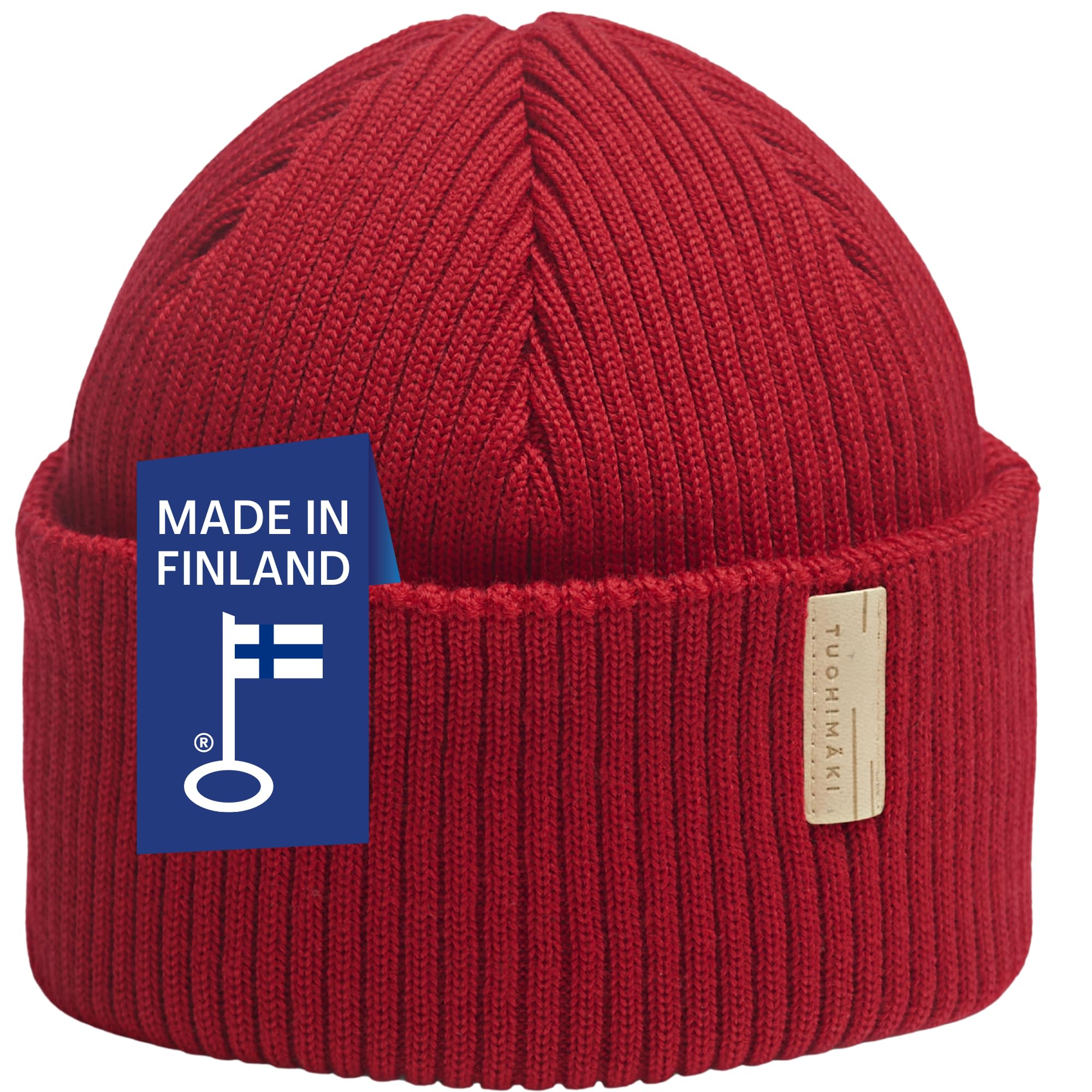 Fisherman - Gorro de lana merino para hombre y mujer, color rojo