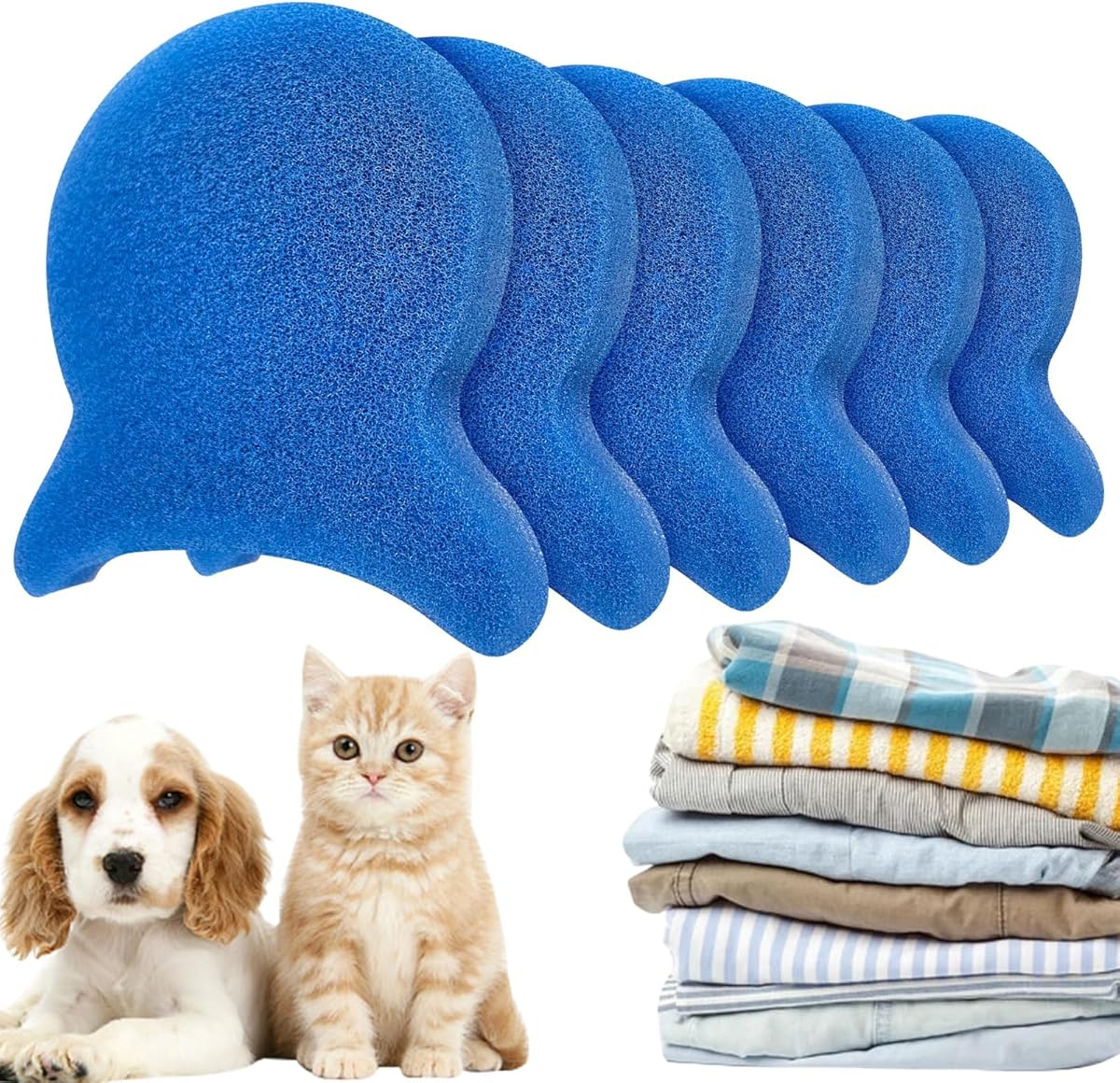 Pet Hair Remover for Laundry, Reusable Dog & Cat Hair Remover Tool, Effectively Removes Pet Hair, Lint and Dander from Bedding and Clothing, Suitable for Washing Machines, Dryers 6PCS