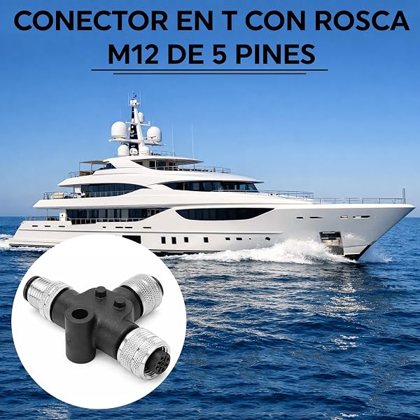 Connettore T NMEA 2000 M12 a 5 Pin | Impermeabile IP67 | Compatibile con Lowrance, Simrad, B&G e Navico - 5