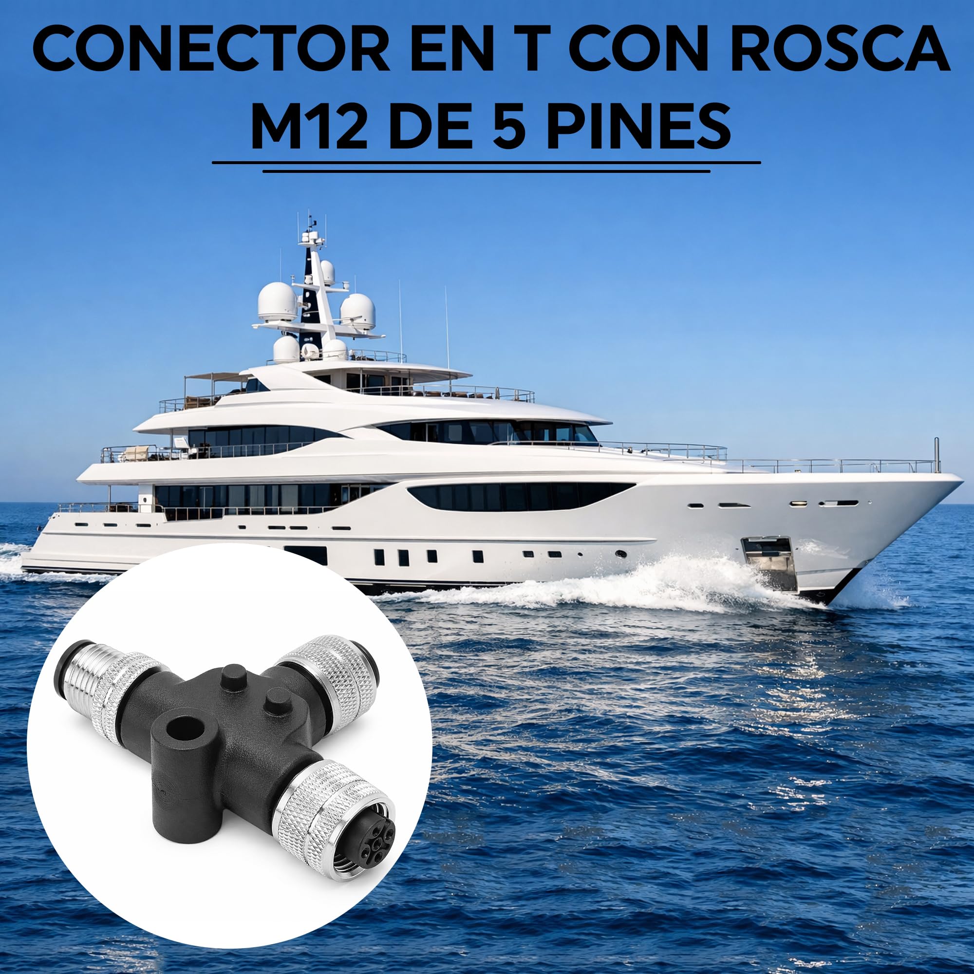 Connettore T NMEA 2000 M12 a 5 Pin | Impermeabile IP67 | Compatibile con Lowrance, Simrad, B&G e Navico - 5