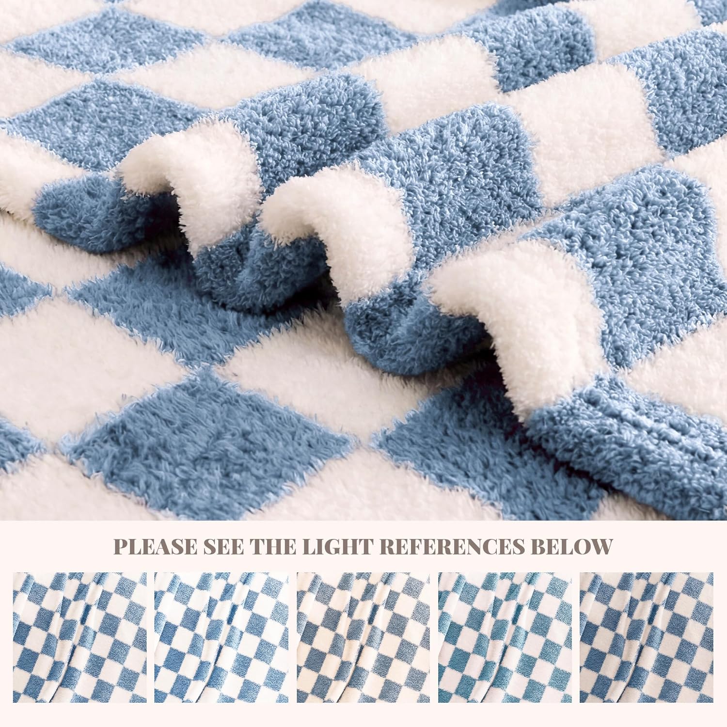 Checkered Blue Throw Blanket, Soft Cozy Fluffy Blankets Microfiber, Lightweight Warm for Couch Sofa Bed Living Room, All Seasons Home Travel, Gifts for Women Men Mom 50"x70"