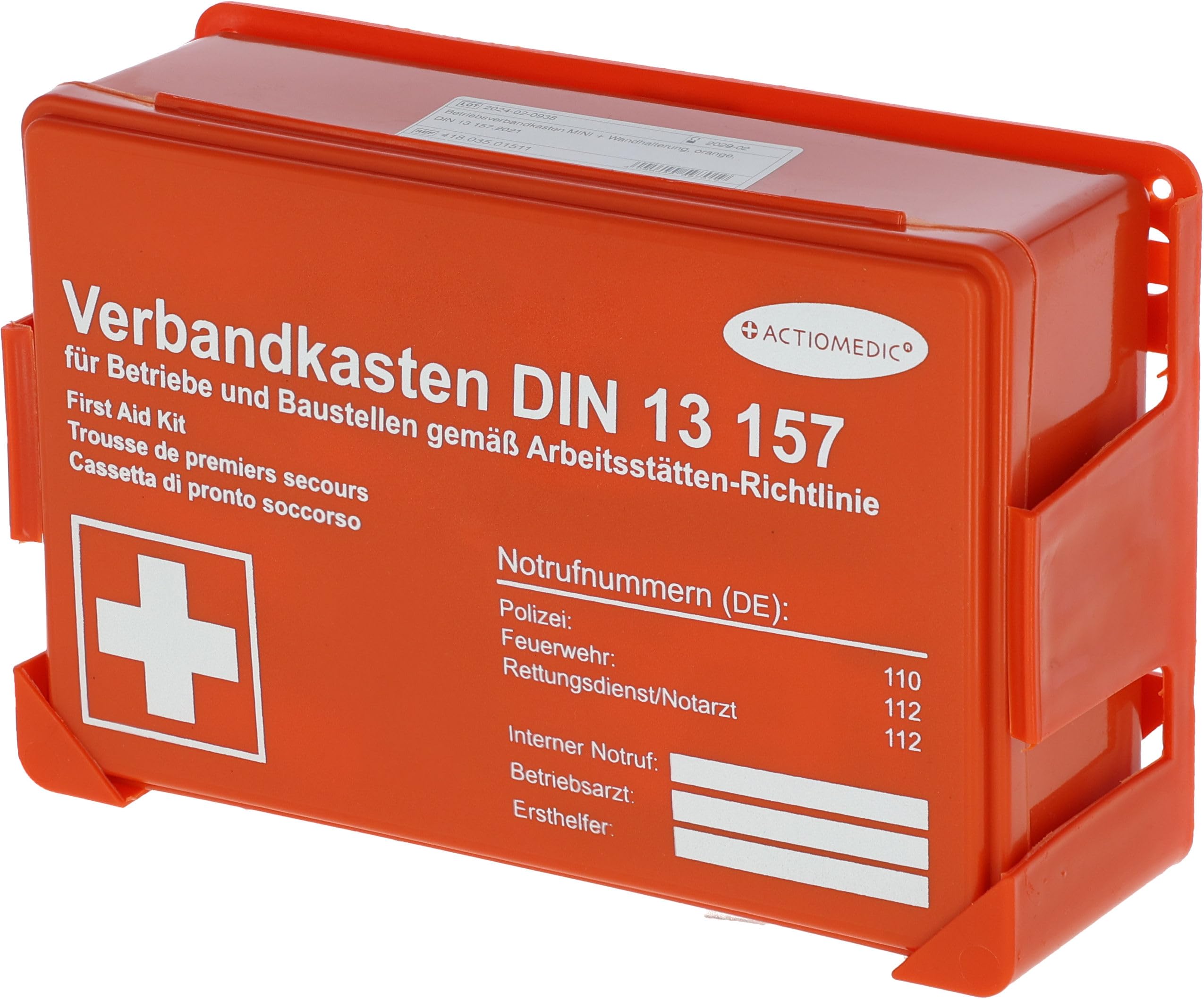 GRAMM medical 418.035.01511 MINI Betriebsverbandkasten, orange, 26 x 9 x 18 cm