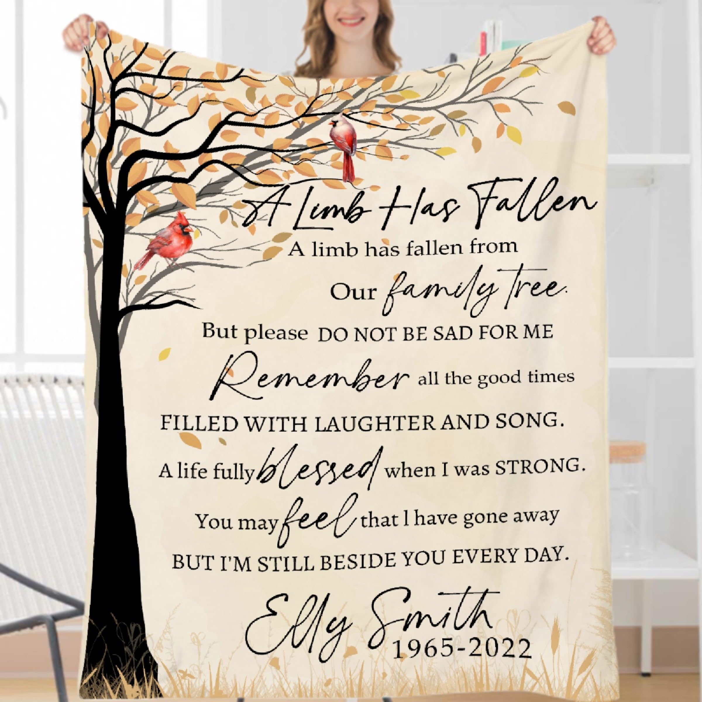 Todeyya Memory Gifts, Memorial Cardinals Blanket Sympathy Gifts, Gift for Loss of Mother Father, in Loving Memory Throw Blanket 120