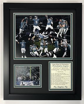 Legends Never Die Philadelphia Eagles Super Bowl 52 NFL Champions Collectible | Framed Photo Collage Wall Art Decor - 12"x15", 11856U