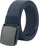 Mens Belt Web, Nylon Canvas Casual Belt with Plastic Buckle Breathable for Work Sports, Easy Trim to Fit 27-49" Waist