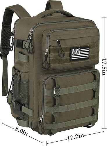 Miniatura 8 de Mochila táctica de 25L para hombres, mochila militar resistente Molle Army grande Rucasack, mochila portátil de viaje (verde)