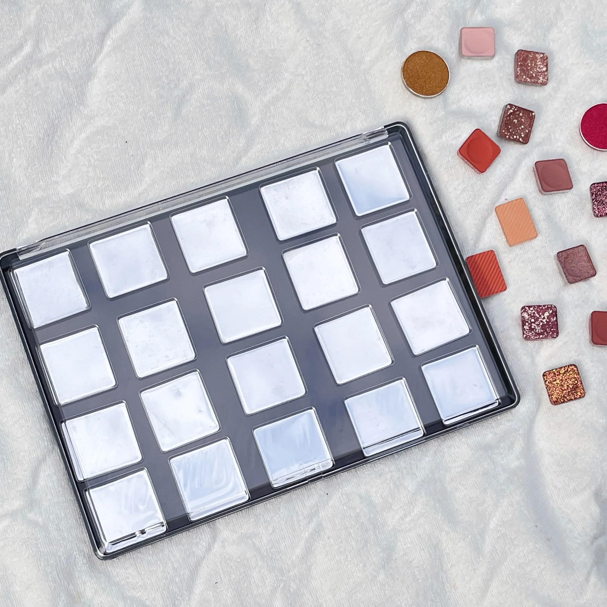 Paleta De Sombras De Ojos VacíA 5 unids/lote, sin logotipo, paleta de sombra de ojos de plástico magnético vacía grande, Caja de almacenaje for maquillaje XL con cubierta transparente