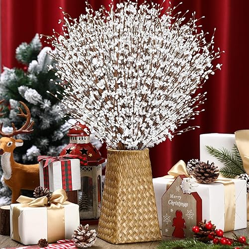 Miniatura 5 de 30 flores de jazmín de invierno de 29.5 pulgadas de largo, flores artificiales de jazmín alto, ramas secas para Navidad, invierno, Año Nuevo, boda,