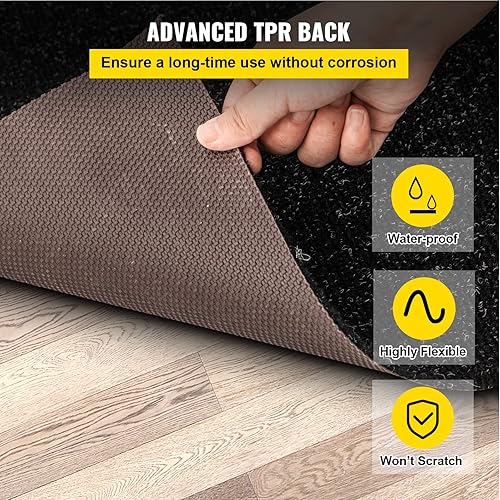 Miniatura 4 de Happybuy Alfombra marina, de 6 pies x 36 pies, color negro carbón de grado marino, alfombra marina con pelo de corte suave y respaldo TPR a prueba