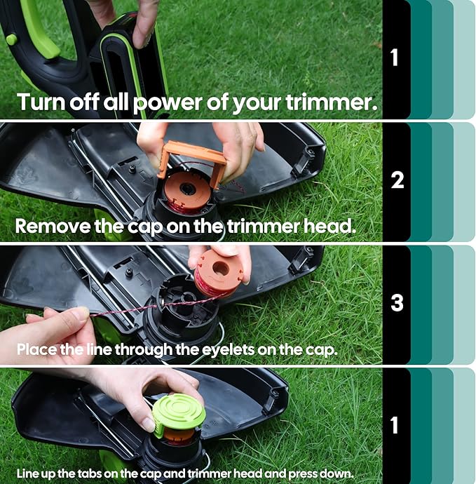 WA0010 String Trimmer Line Spool 0.065 in 10ft Edger Spool Line with WA6531 Spool Cap Cover (12 Spool + 3 Cap) - Premium Worx Weed Eater Replacement