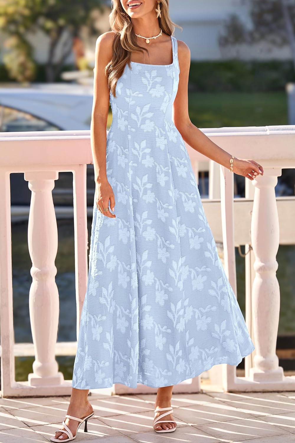 PRETTYGARDEN Womens Summer Dresses 2026 Casual Sleeveless Square Neck Formal Wedding Guest Beach Vacation Boho Maxi Dress