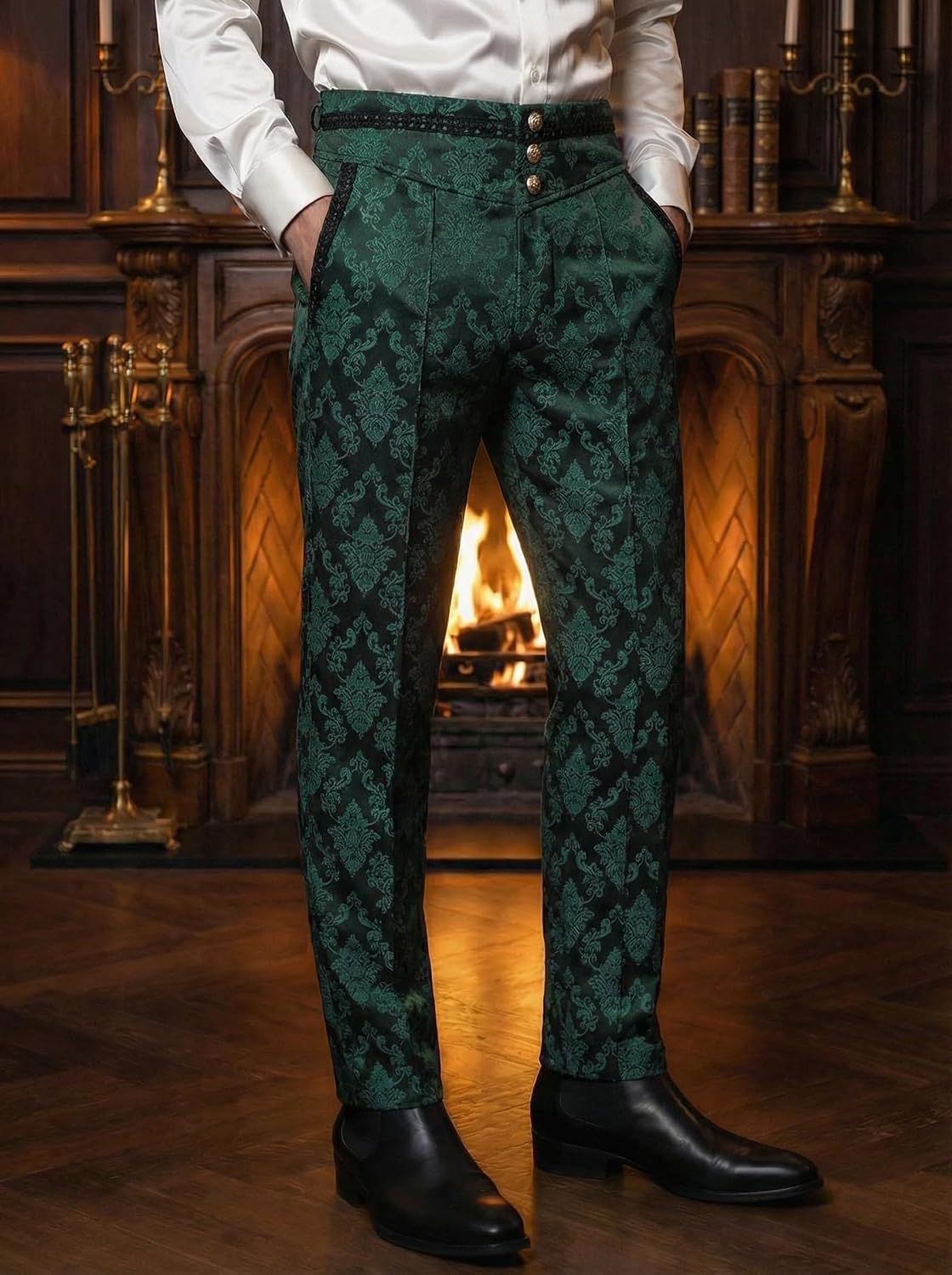 Barry.Wang Mens Gothic Bottoms Medieval Cosplay Costume Trousers Steampunk Victorian Pants