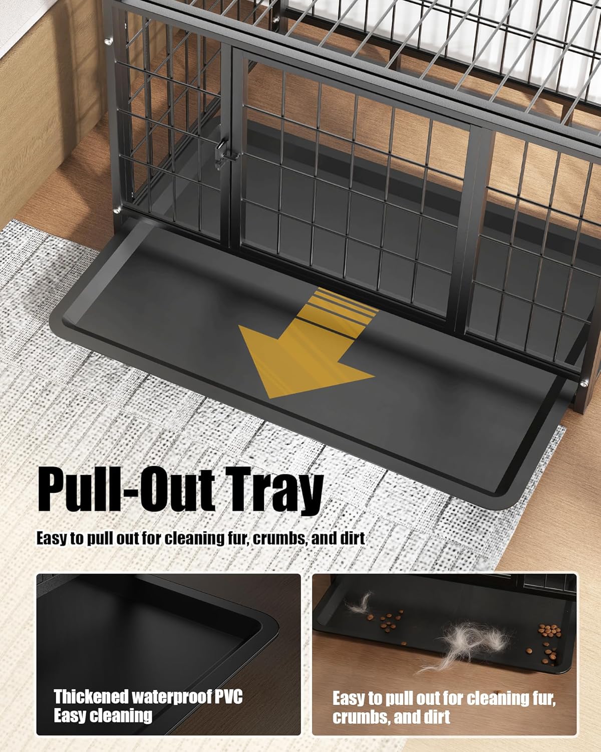 HIWOKK 32 Inch Dog Crate, Escape Proof Dog Cage with Dual Door Lock, Removable Tray for Easy Cleaning, Dog Kennel Indoor Outdoor Use