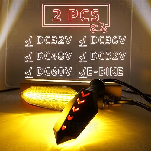 Miniatura 2 de Luces LED direccionales universales delanteras y traseras para motocicleta, CC 32 V, 48 V, 52 V, 60 V, intermitentes que fluyen, luz intermitente