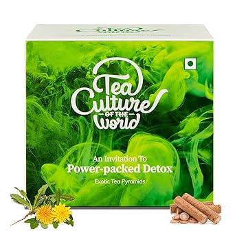 Tea Culture of The World Power Packed Detox Tea | Removes Toxins And Improve Blood Flow | Lemongrass And Ginger | Improves Digestion And Boosting Immune System, 16 Count, 32 Gram - image, photos