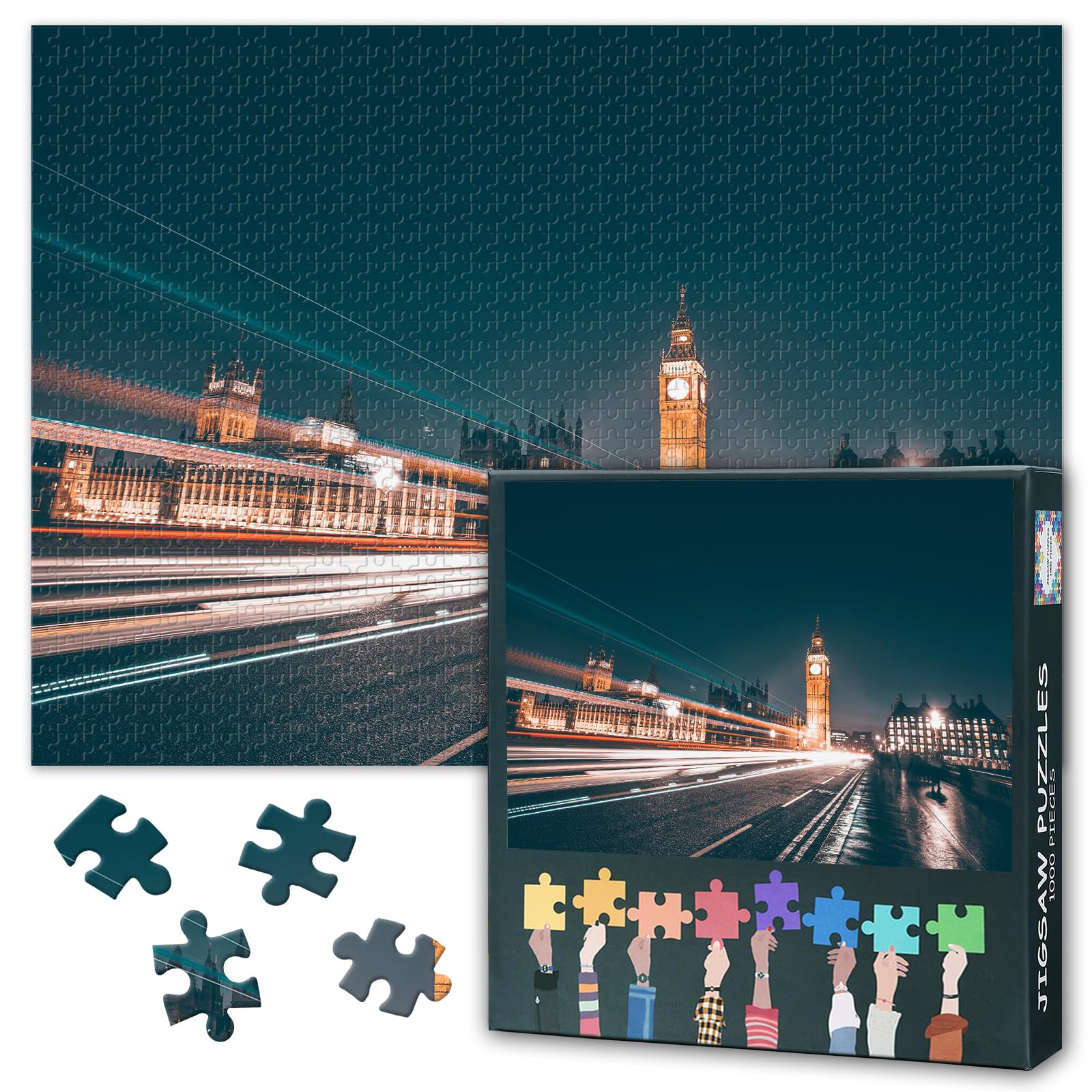 Puzzles for Adults 1000 Pieces, Big Ben and Westminster Bridge Jigsaw Puzzles, Adult Puzzle for Adults, Educational Fun Games or Toys for Elders Friends 20X27 INCH