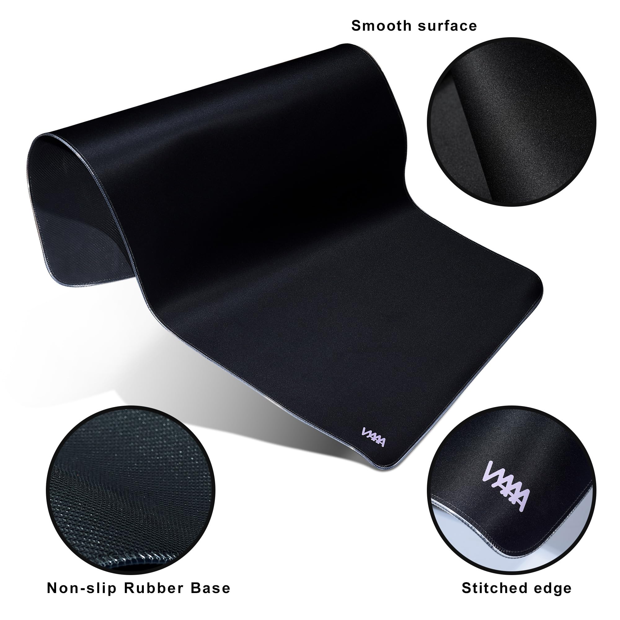 Vyaaa Tapis de souris de jeu RVB de 101,6 x 50,8 cm, tapis de bureau XXL LED avec 9 modes d'éclairage, surface lisse et base en caoutchouc antidérapant pour jeux/bureau/maison (noir)