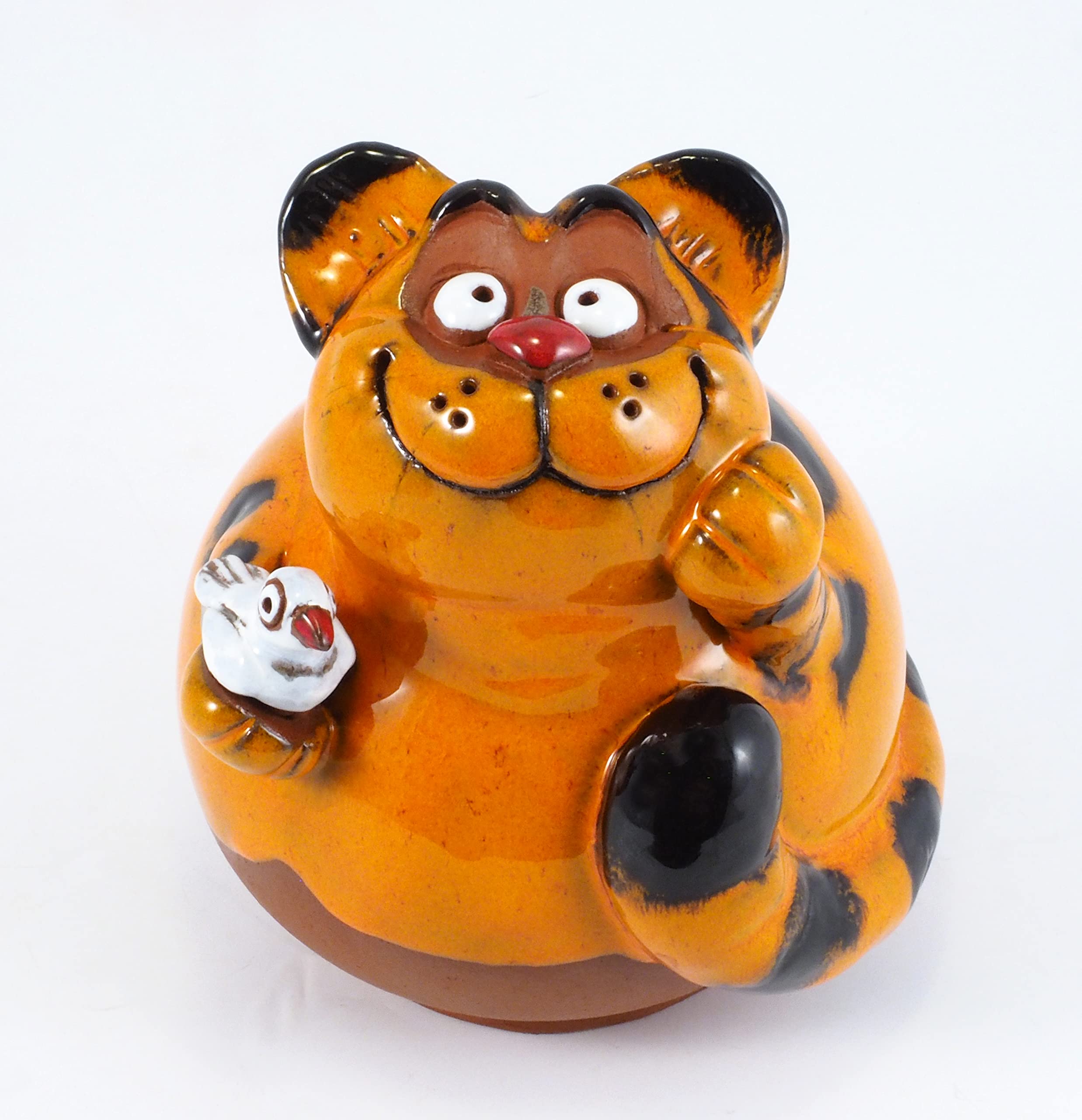 Gartenstecker Keramik Handgefertigt - Gartendeko für Draußen Wetterfest - Garten Deko Keramik - Gartenfiguren & Gartenstatuen - Katze