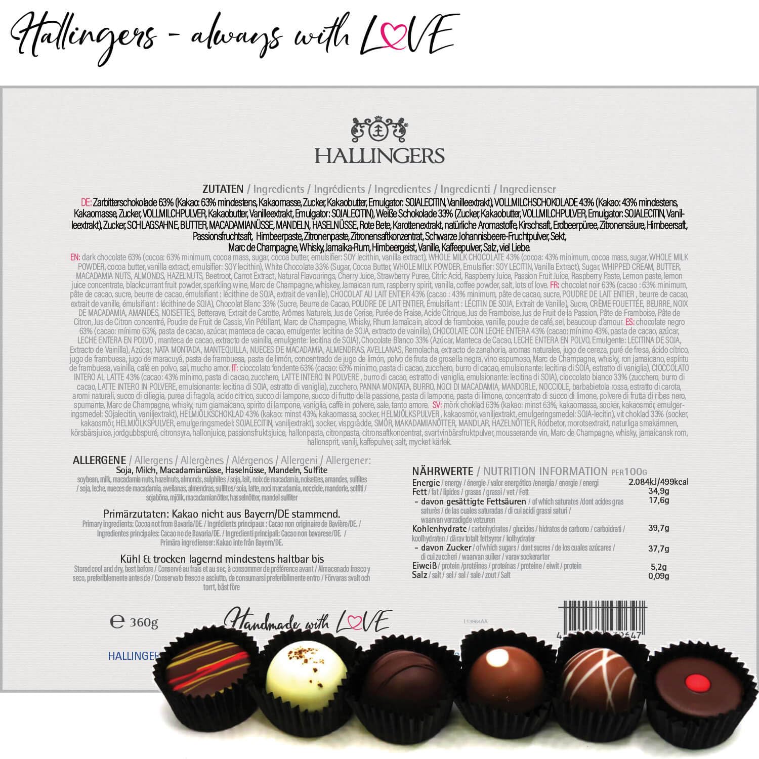 Hallingers Genuss Manufaktur Pralinen Geburtstagsgeschenk - ohne Alkohol, handmade aus Confiserie-Edelkakao in wertiger XXL-Geschenkbox ""Happy Birthday"", Geschenke für Frauen Männer
