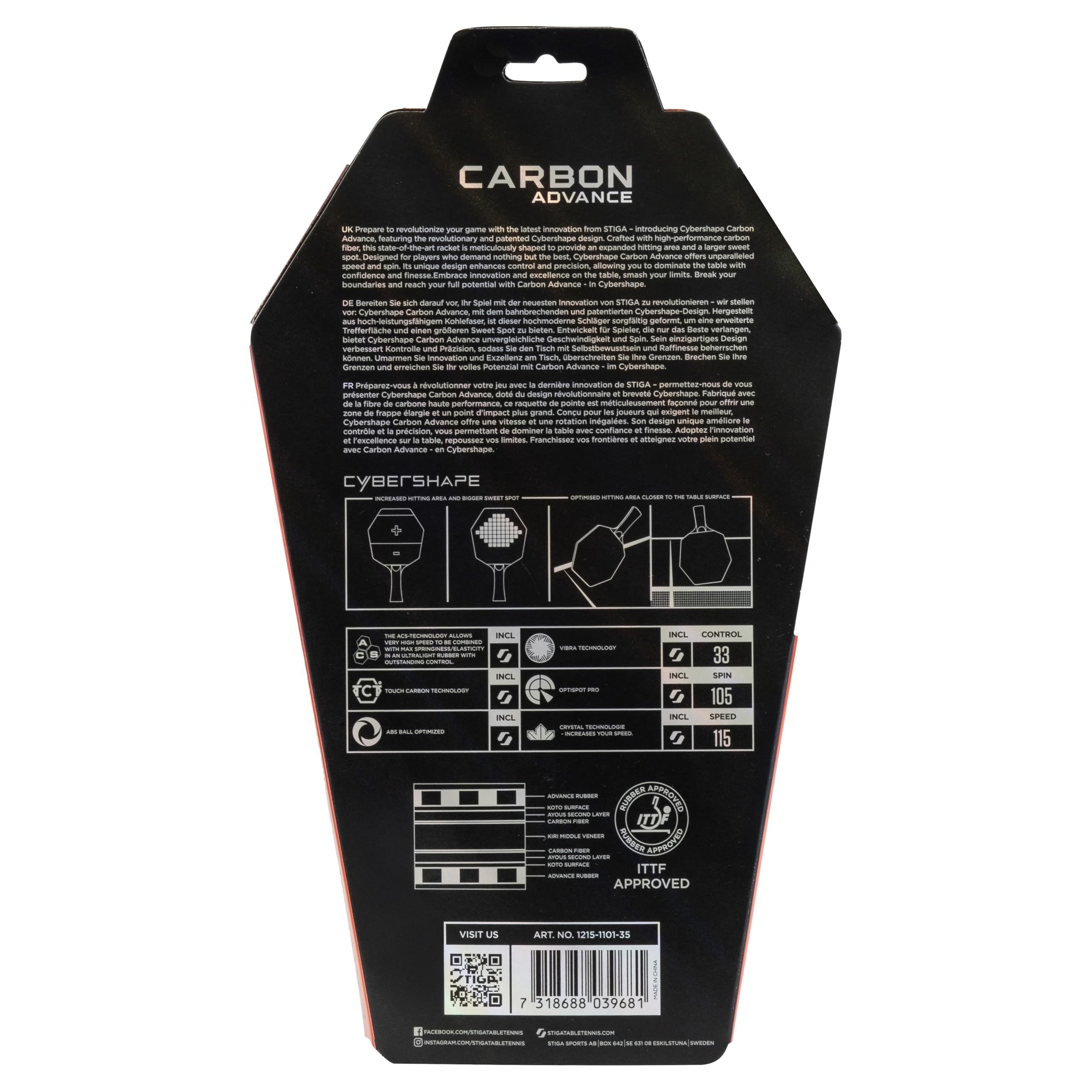 Racchetta da ping pong STIGA Carbon Advance