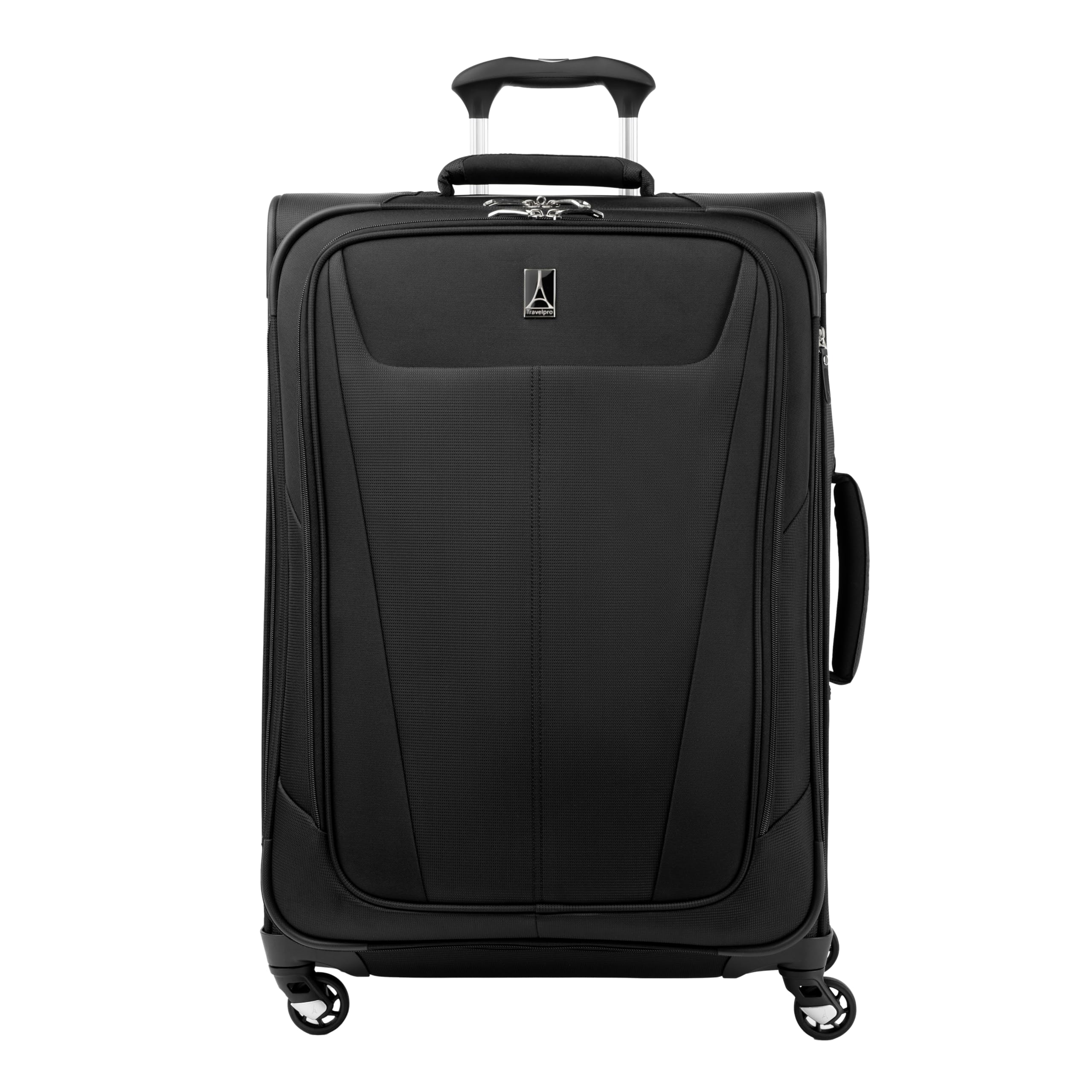 Travelpro Maxlite 5 Softside Expandable Luggage with 4 Spinner Wheels, Lightweight Suitcase, Men and Women, Black, Checked-Medium 25-Inch
