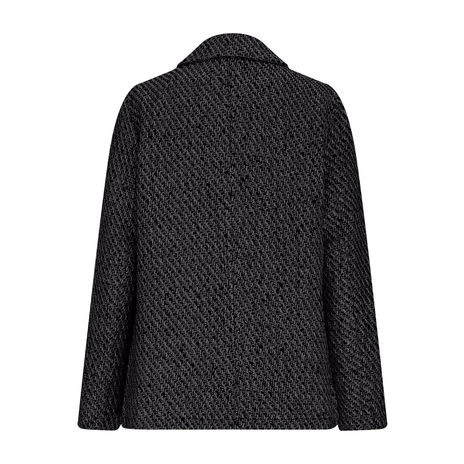 NZYIHAO Giacca da donna aperta sul davanti, elegante, a maniche lunghe, doppiopetto, sportiva, vestibilità normale, giacca da lavoro in tweed