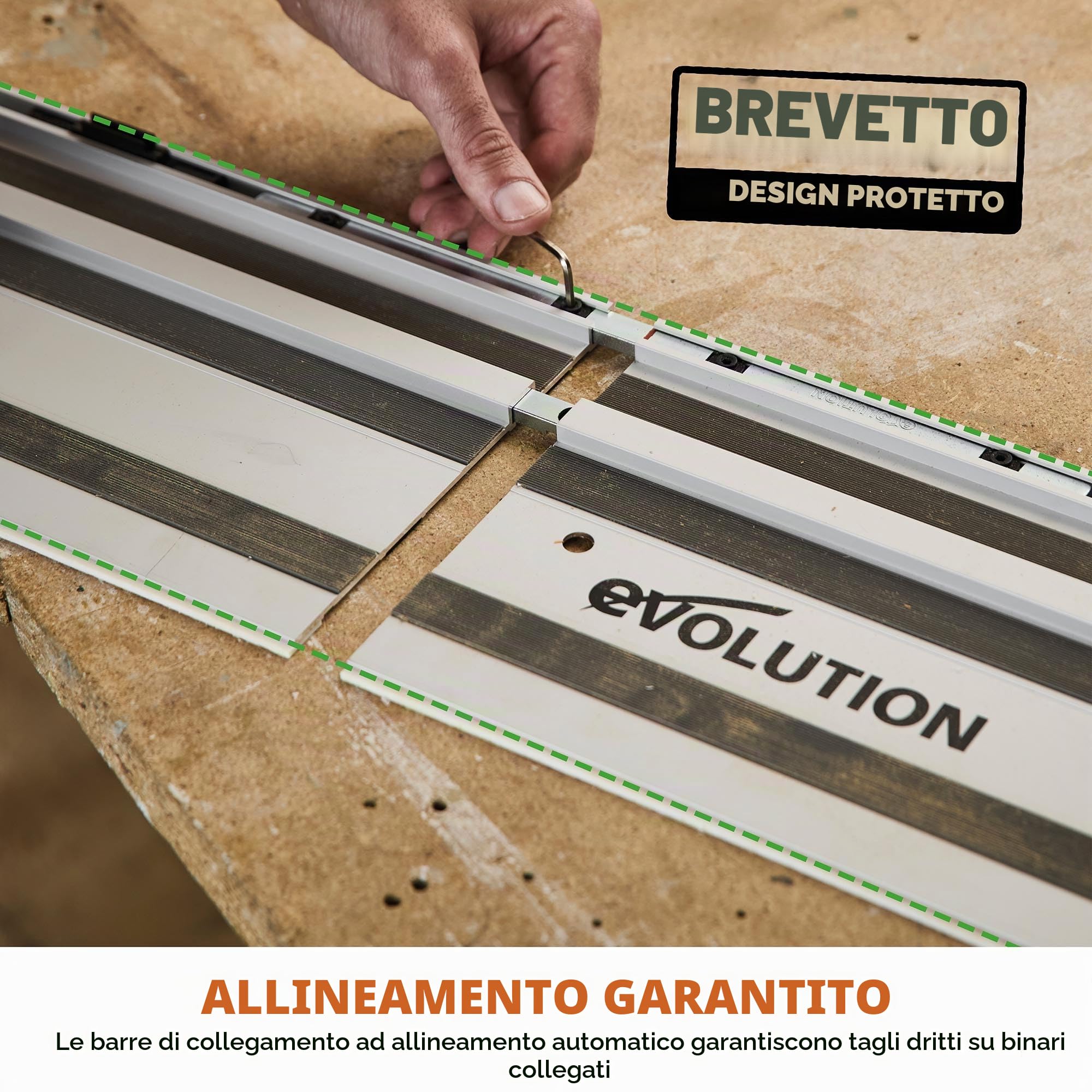 Evolution ST1400-G2 - Guida per sega circolare, 139,7 cm, universale: Makita, Bosch, Festool, Triton, Metabo, 1,4 m, con aste autoallineanti, 2 morsetti per binari