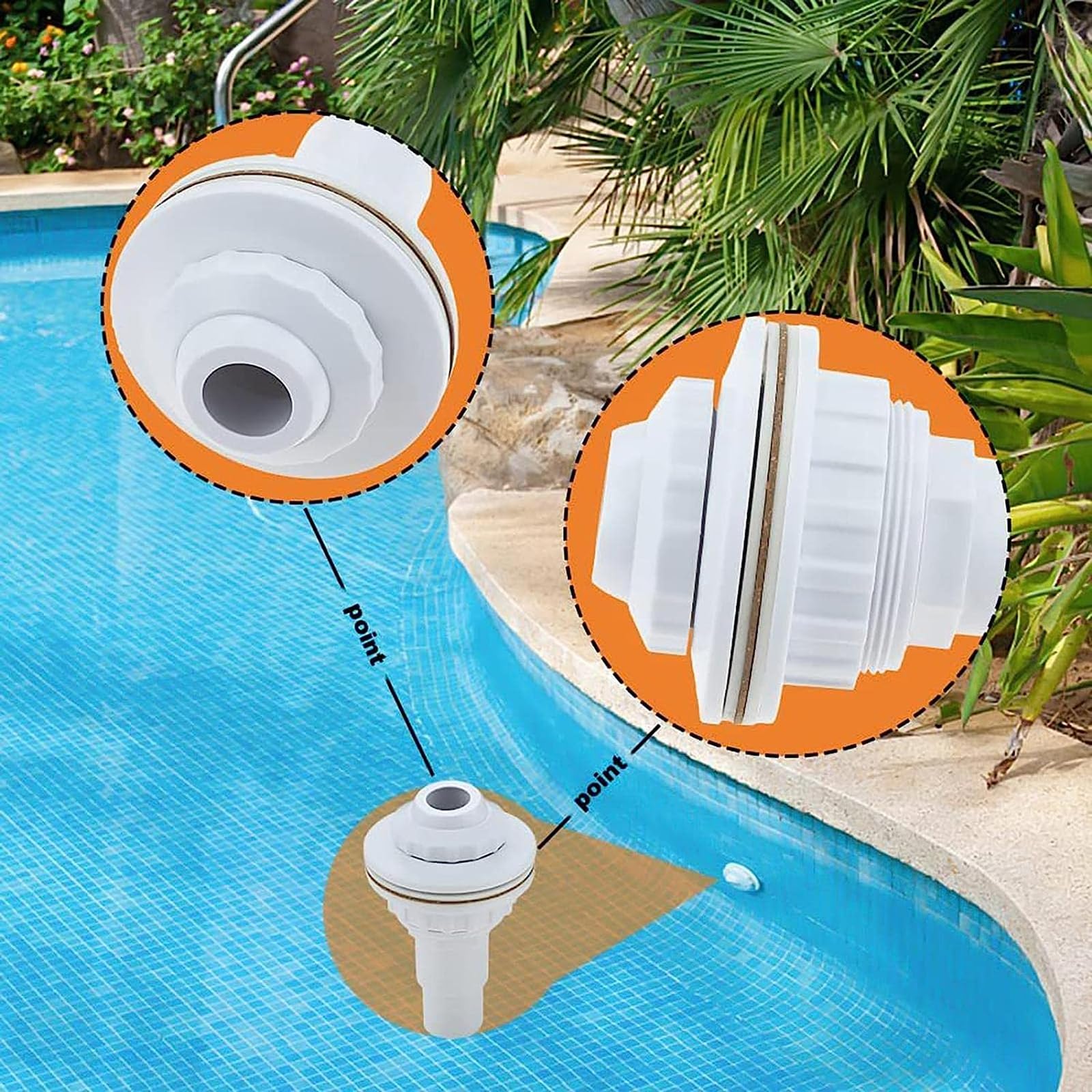 Boquilla de Entrada y Retorno para Piscinas Desmontables de Pared de Acero