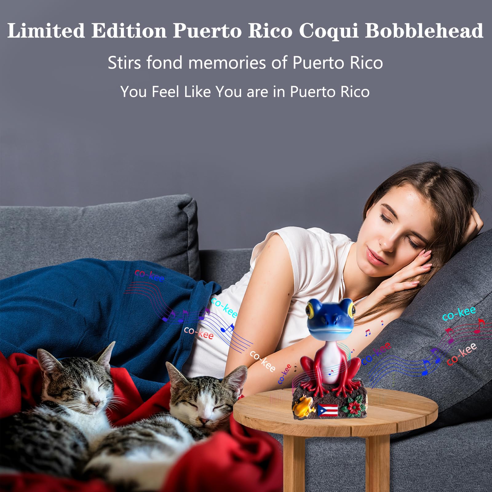 UKENEM Puerto Rico Coqui Bobblehead Music Box, Boricua Frog Bobbleheads Figures, Puerto Rican Collectibles Musical Figure, Puerto Rico Souvenirs, Boricua Themed Coqui Bobble Head, Taino Coqui Symbol