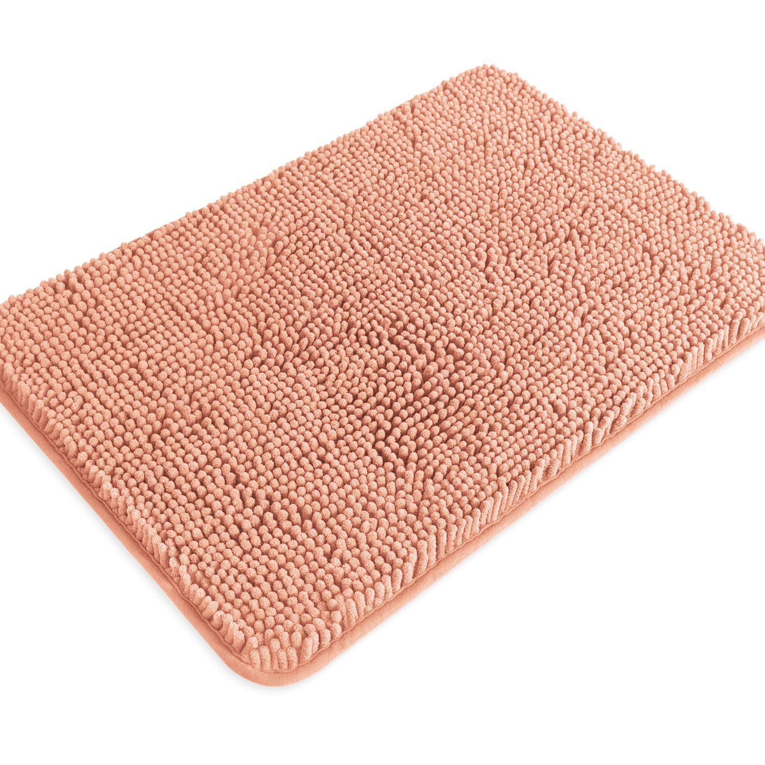 PureSwan Dusty Pink Bathroom Rugs – Absorbent and Washable Bath Mat, Non-Slip, Thick Soft Chenille Bath Rugs for Bathroom Floor, Shower, Sink - 17" x