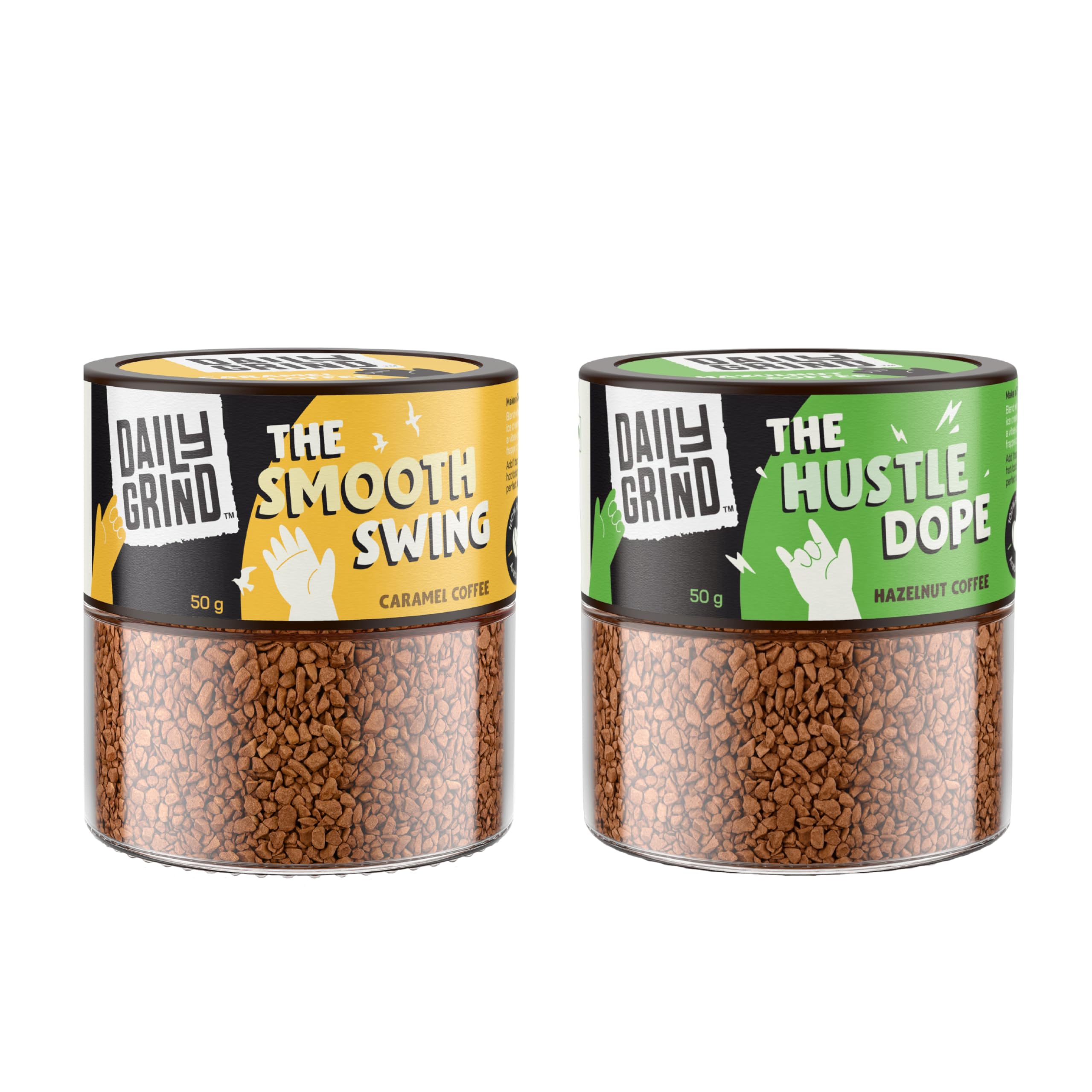 DAILYGRIND Flavored Instant Coffee Combo Pack of 2 with Caramel and Hazelnut Flavored Coffee Powder- 50g x 2 Jar | 100% Arabica Beans for Both Hot and Cold Coffee| Makes 50 Cups (B0D5HGZKBK) Amazon Price History, Amazon Price Tracker